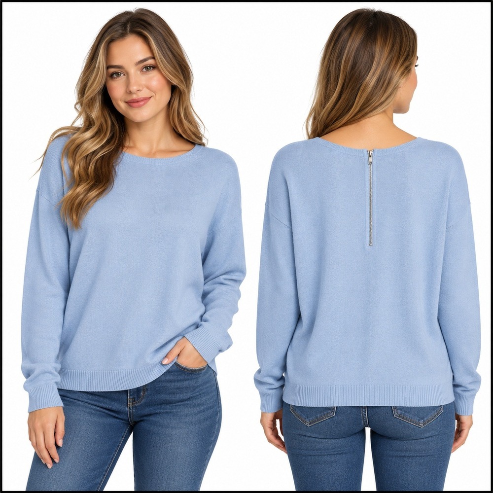 W5 Pale Blue Zipped Back Concepts Sweater XL Extra Large New